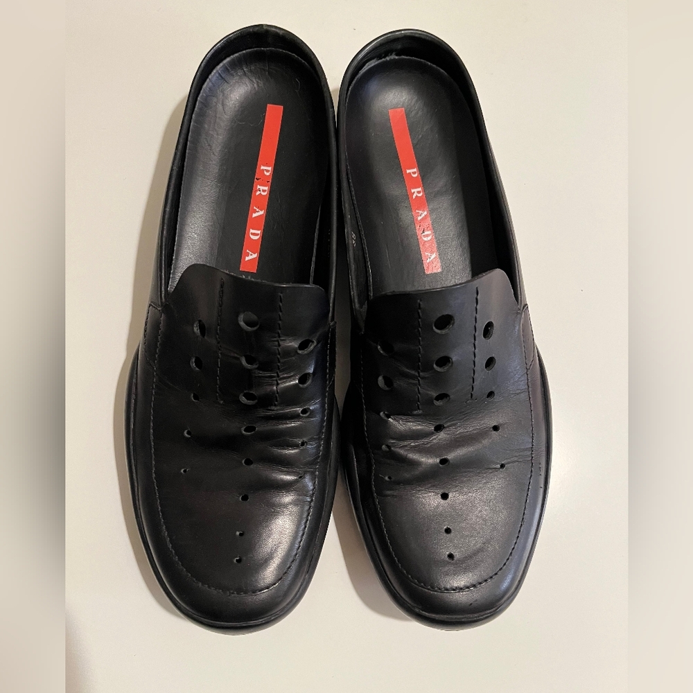 Prada Leather Slip-On Loafers - Picture 1 of 5
